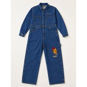 Rare! Urban Extreme Kids Vtg Denim Coveralls Embroidered Jumpsuit Size 8/10